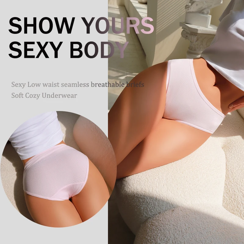 New 8PCS Women‘s Seamless Panties Sexy Low Rise Solid Color Briefs Set Trendy Soft Breathable Underwear Female Intimate Lingerie