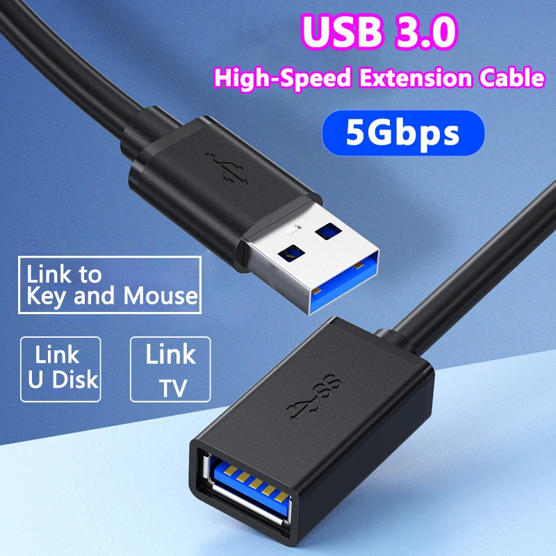 Przedłużacz USB 3.0 USB męski na żeński szybki przedłużacz danych 5Gbps do Smart TV PS4 Xbox SSD klawiatura komputerowa przedłużacz myszy