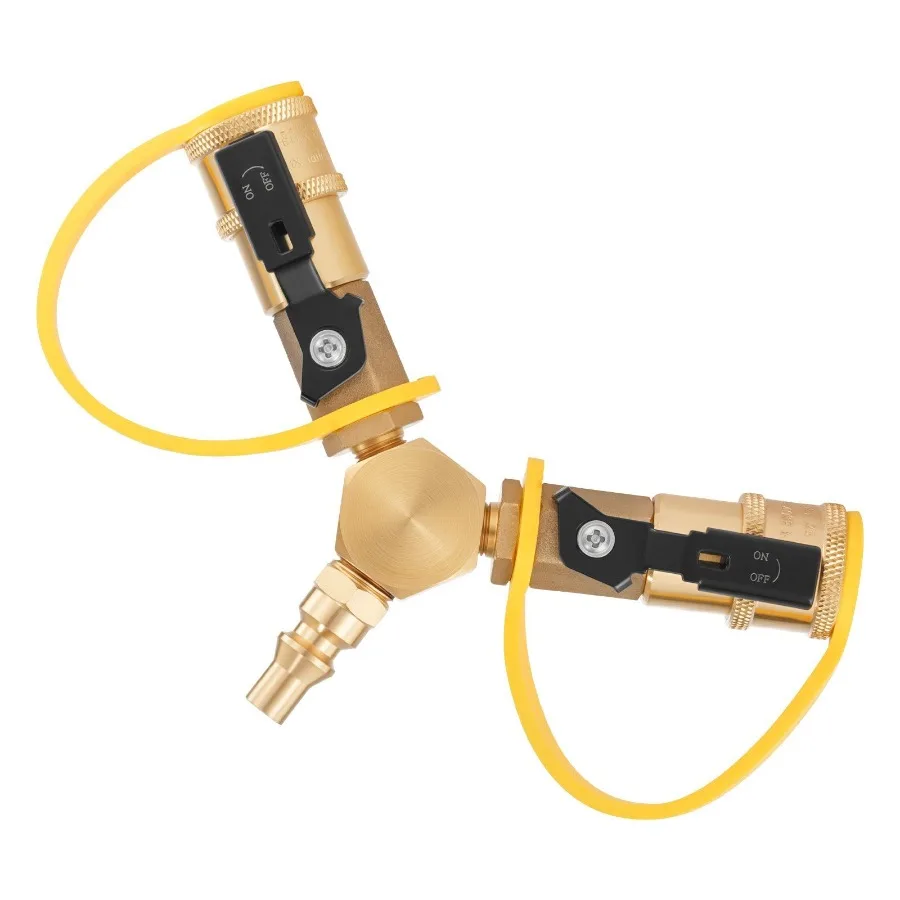 

RV Propane Quick Connect Y Splitter Adapter with Shutoff Valve, 2 Way 1/4 inch Quick Disconnect Kit, Fits for RV Trailer, Quick