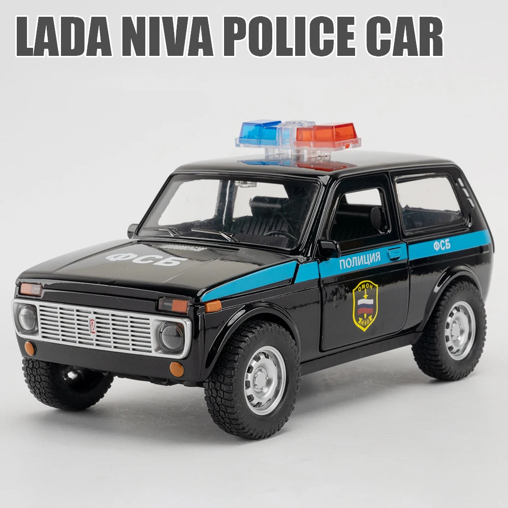 

New 1:20 Russian LADA NIVA Police Alloy Model Car Toy Diecasts Metal Casting Sound and Light Car Toys For Children Vehicle