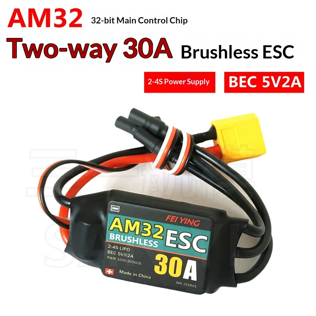 Am32 30a Bidirectionele Borstelloze Esc 32 Bit Controlechip Voor Rc Vliegtuig Boot Klimmen Auto Afstandsbediening Motor Vooruit Achteruit