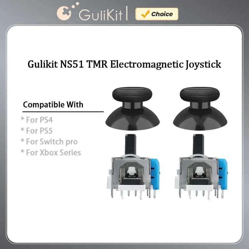 GuliKit NS51 TMR Joystick with Stick Cap,Game Accessories for PS4 PS5/PS5 Edge Gamepad for Switch Pro Xbox Series Controller