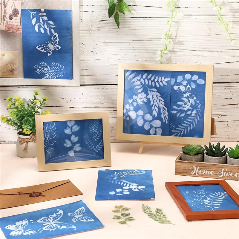 

NEW-100 Piece Teal Paper Sun Printable Paper Kit With 10 Clear Plastic Sheets And Leaf Butterfly Template Paper Crafts DIY Durab