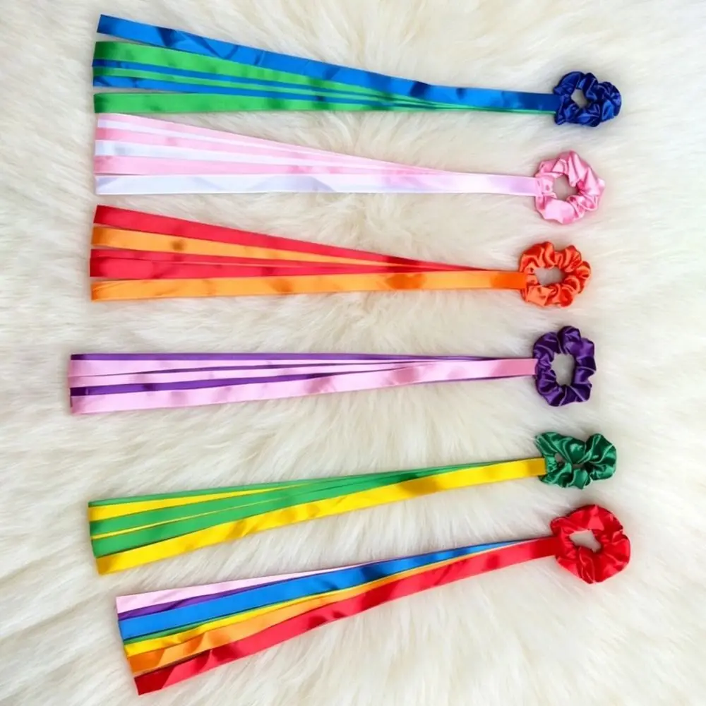 Tanz-Accessoires Polyester Gymnastik Langes Band Elastisches Regenbogenband Stirnband Mehrfarbige Handgelenkbänder Cheerleading – Detail 2