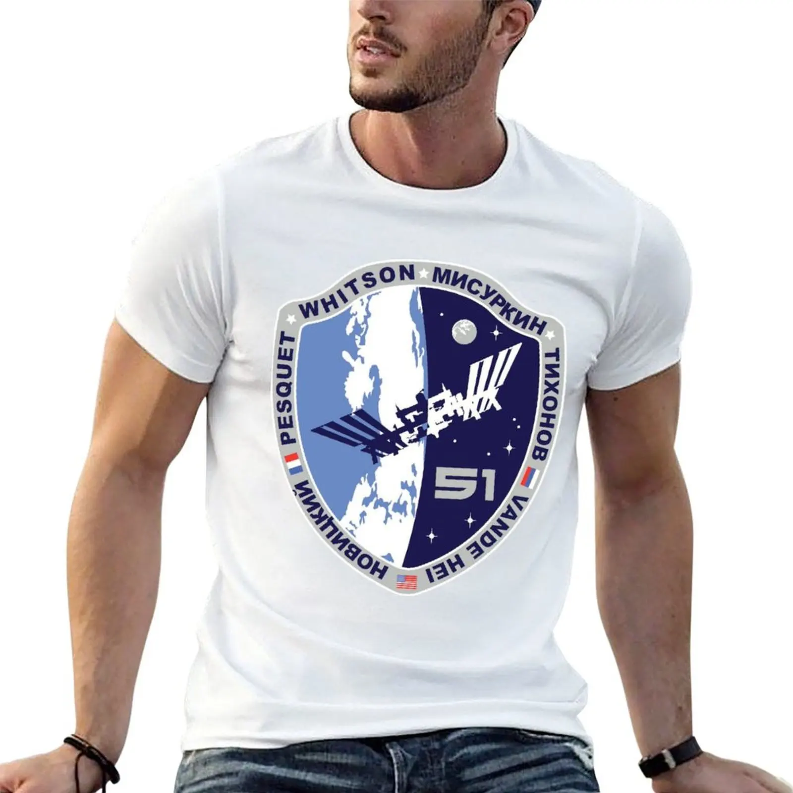 Expedition 51Original Crew Mission Patch T-Shirt Fashion Letter Print T-Shirt