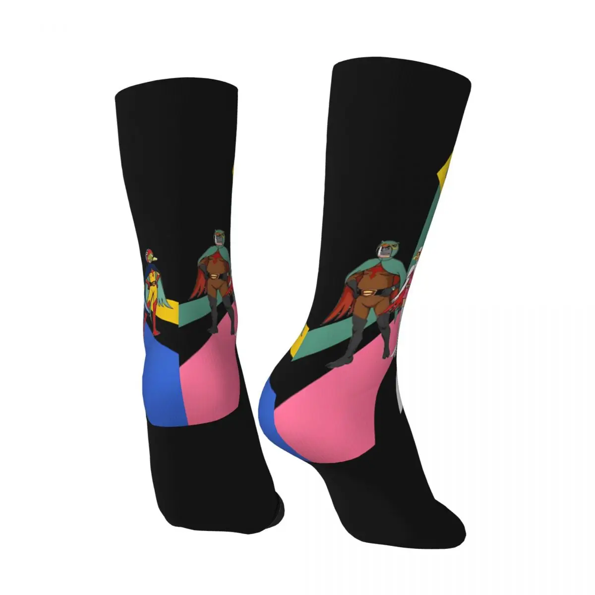 Crazy compression Perfect Sock for Men Harajuku Science Ninja Team Gatchaman Seamless Pattern Crew Sock Novelty