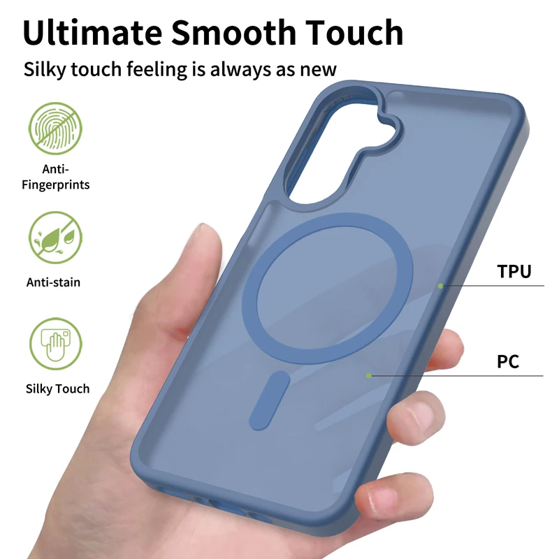 

For Samsung Galaxy A37 5G A27 A36 A56 Magnetic Case ELVEV Hard PC + Soft TPU Matte Transparent Phone Cover