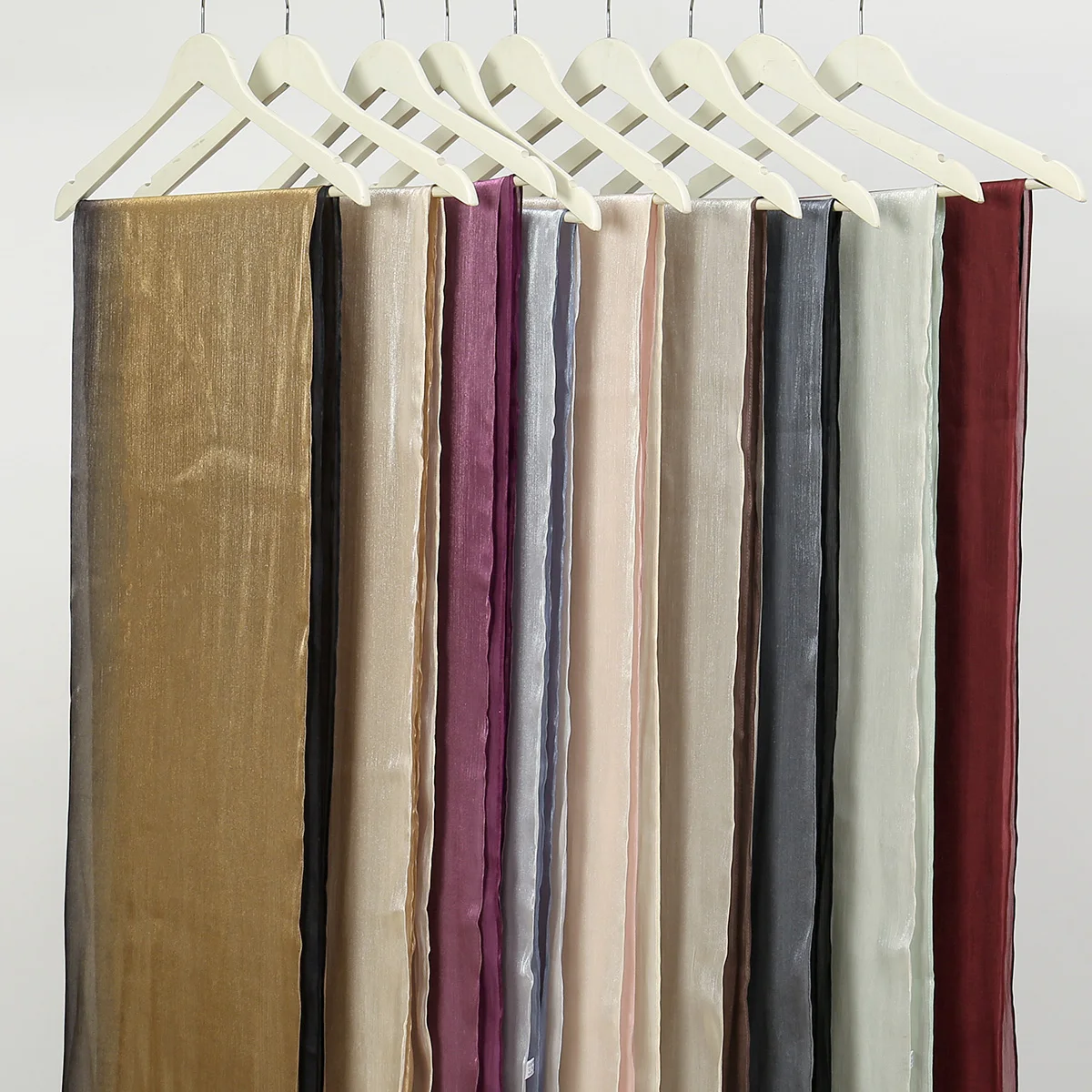 Bufanda Hijab de seda con gradiente para mujer musulmana, Hijab liso para la cabeza, pañuelo para la cabeza, turbante islámico brillante, cubierta para la cabeza de Ramadán, 180x70cm