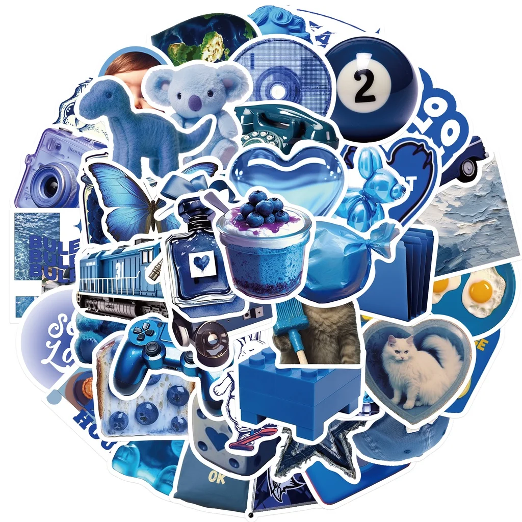 50PCS Dunkelblau INS Stil Wasserdichte Graffiti Aufkleber Für Fahrrad Hand Konto Bleistift Fall Aufkleber BulingBulingStickers Shop