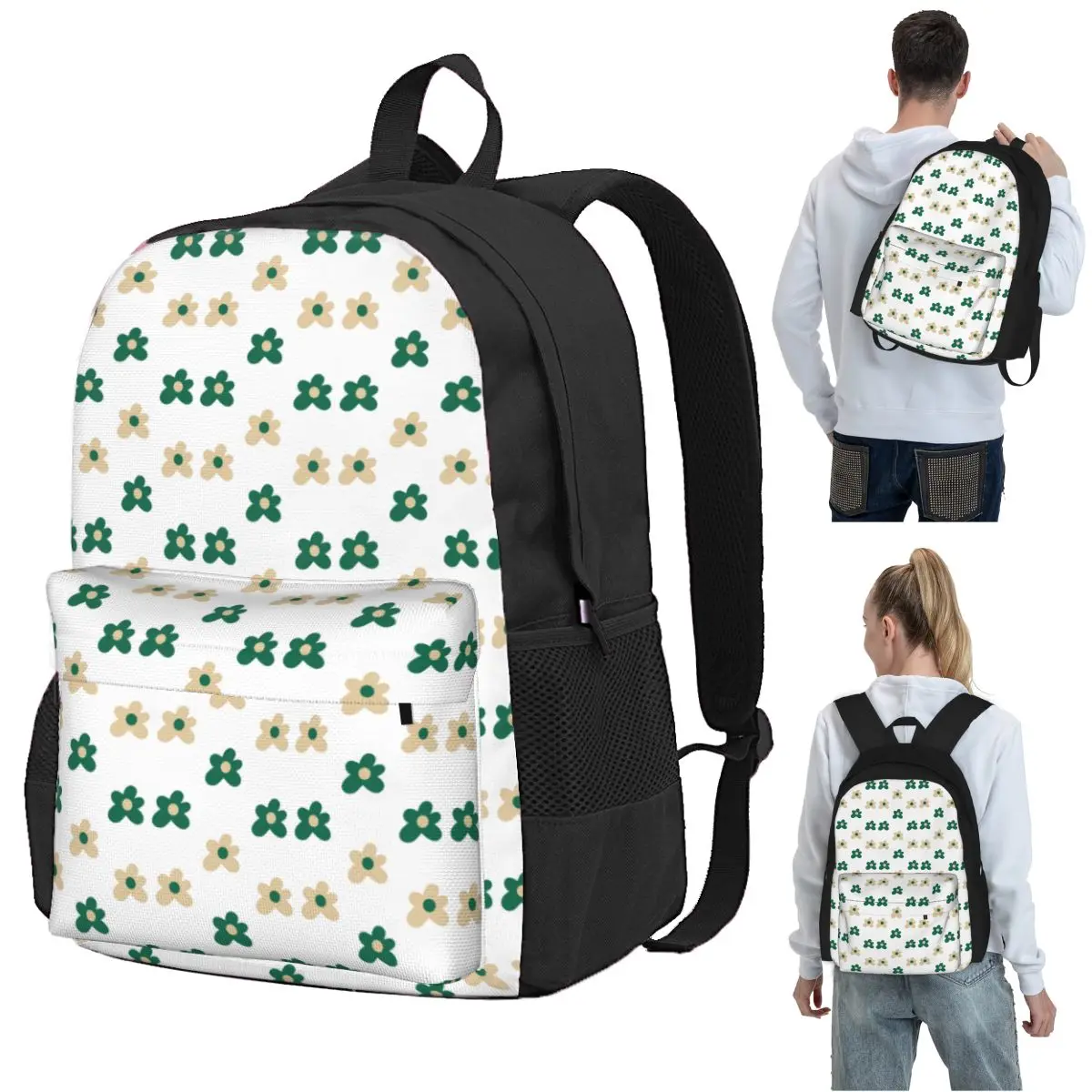 Green And Gold Tyler Flowers Backpack Student BookBag Children School Bag Computer Shoulder Bags for Boys Girls