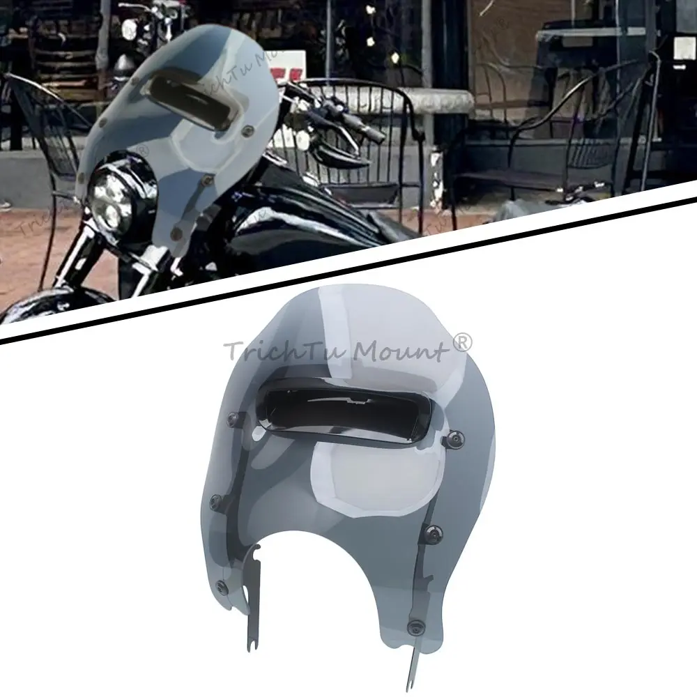 Motorcycle Windshield With Hardware Kit Wind Deflectors Fits For Harley Davidson Road King 1994-2025 Black Bracket Light Smoke