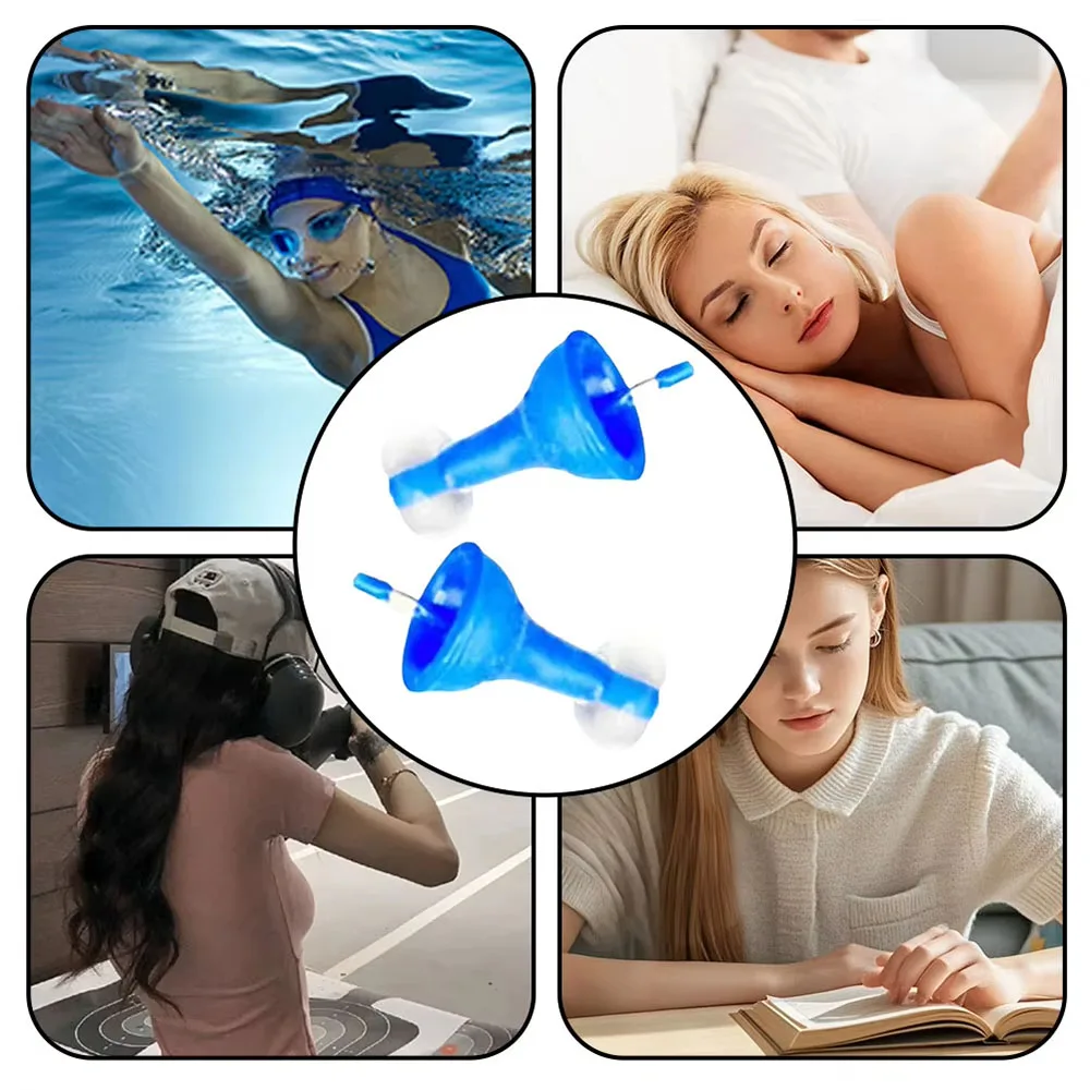 

1Pair Inflatable Ear Plugs Reusable Noise-Reducing Earplugs For Sleep Swimming Travel Waterproof Silicone Sound Blocking Earplug