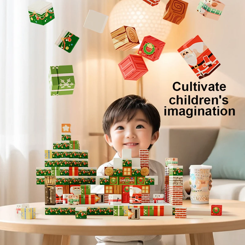 مجموعة مكعبات بناء مغناطيسية لعيد الميلاد 300 قطعة مع سانتا كلوز، شجرة، شخصيات الرنة، ألعاب جذعية للأطفال، هدية عيد الميلاد للأولاد والبنات