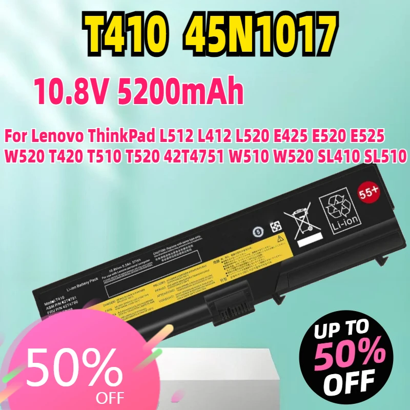 

T410 Battery 45N1017 45N1016 For Lenovo ThinkPad L512 L412 L520 E425 E520 E525 W520 T420 T510 T520 42T4751 W510 W520 SL410 SL510