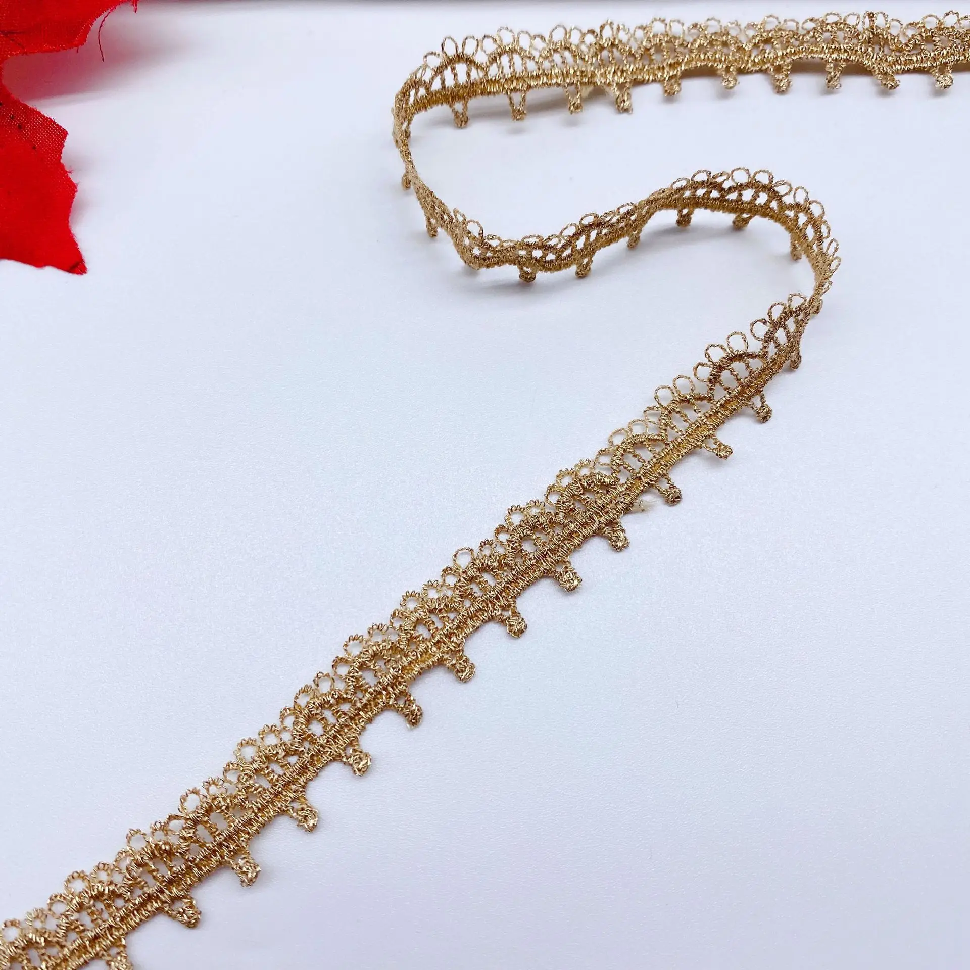 5y/Lot 1/2 inch Single Side Gold Silver Embroidery Water Soluble Lace For Lolita Clothing Accessories Dress Sewing Applique Trim