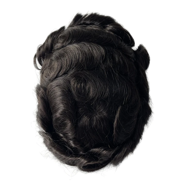 

European Virgin Human Hair Hairpieces Black Color OCT Toupee 6x8 Front Lace with PU Unit for White Men