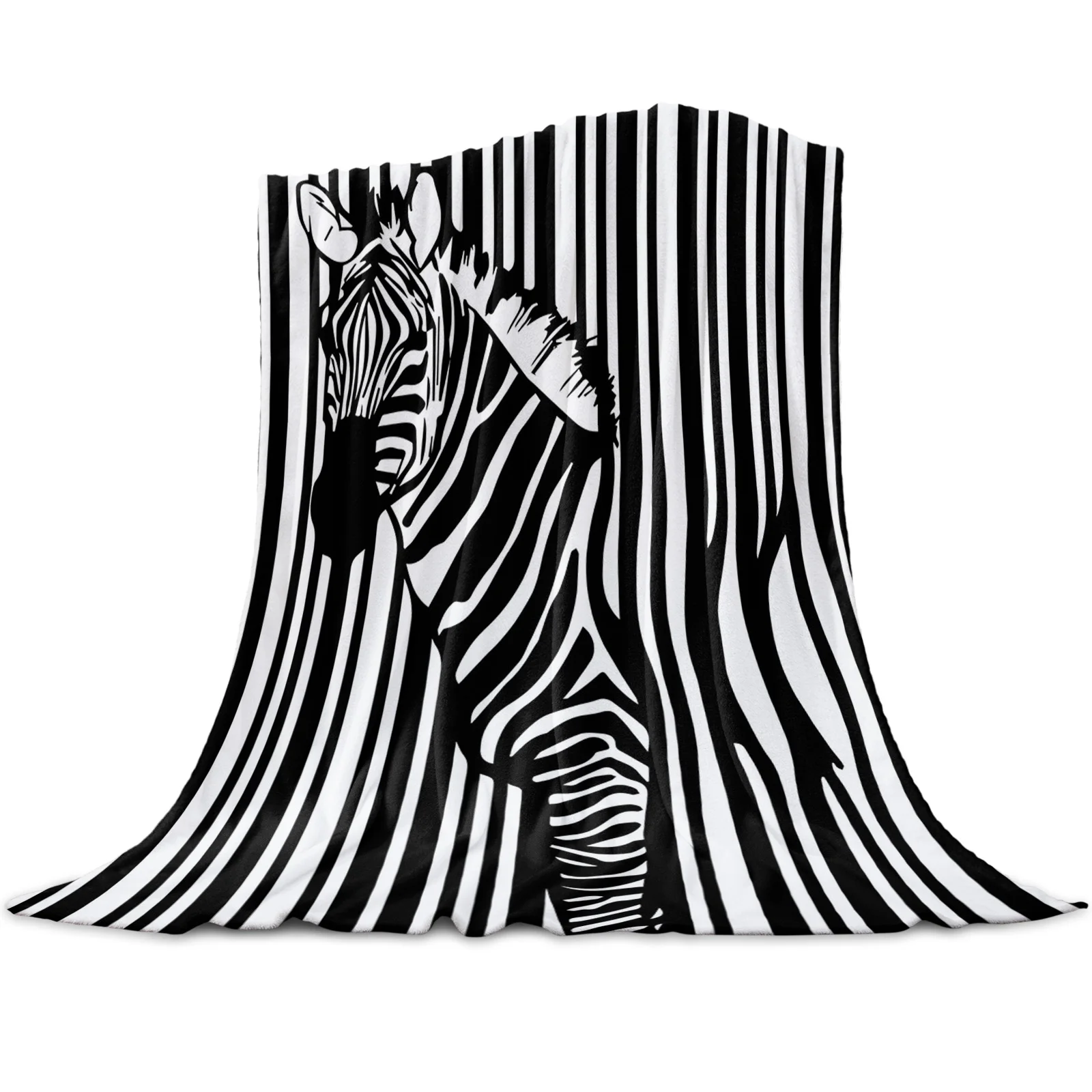 Zebra Stripes Pattern Printed Throw Blanket Flannel Fleece Blankets Warm Soft Throws for Sofa Couch Bed Bedroom Bedspread