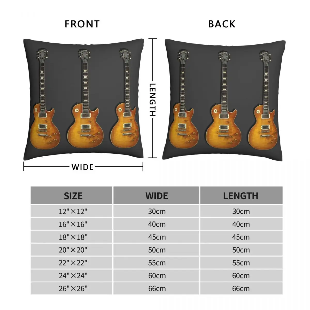 Les Paul Standard Guitar Pillowcase Polyester Linen Velvet Printed Zip Decor Pillow Case Home Cushion Cover