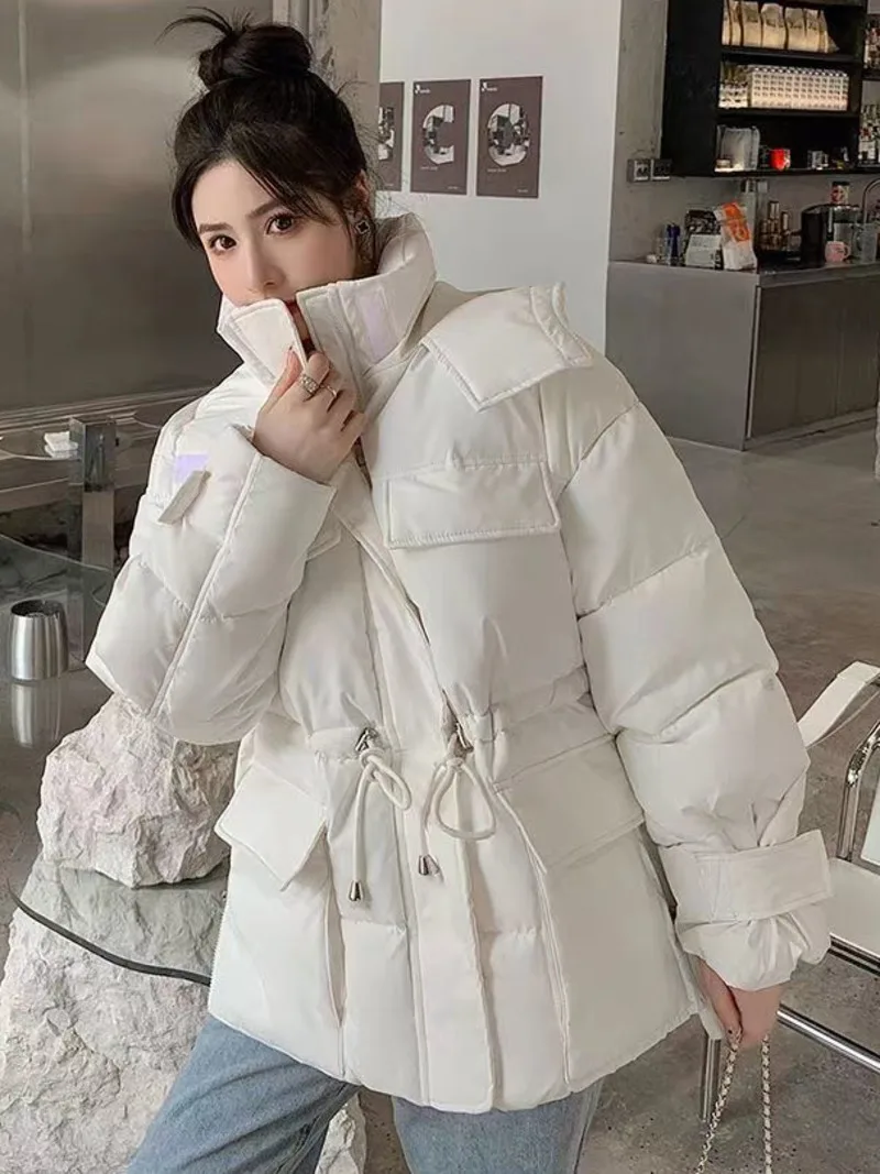 Winter Tooling Hooded Cotton-padded Jacket Women\'s 2022 Korean Version Candy Color Loose Warm Down Cotton Padded Jacket