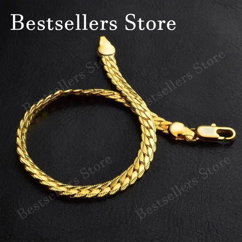 925 Sterling Silver, 18K Gold, 5mm Embossed Bracelet - Fashionable for Men and Women, Charming, Wedding Gifts and Jewelry image 5