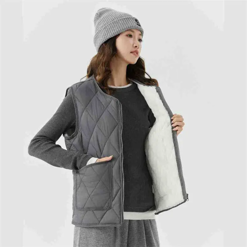 crriflz Women's Warm Extra Thick Fleece Lined Sherpa Vest Zip-Up Casual Outerwear Cotton Padded Gilet