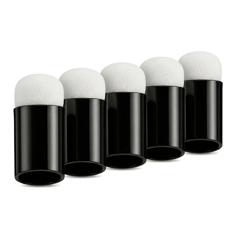 5pcs Finger Sponge Applicators, Black Handle White Tip for Stencil Painting Stamp Inking Scrapbook Pastel Blending