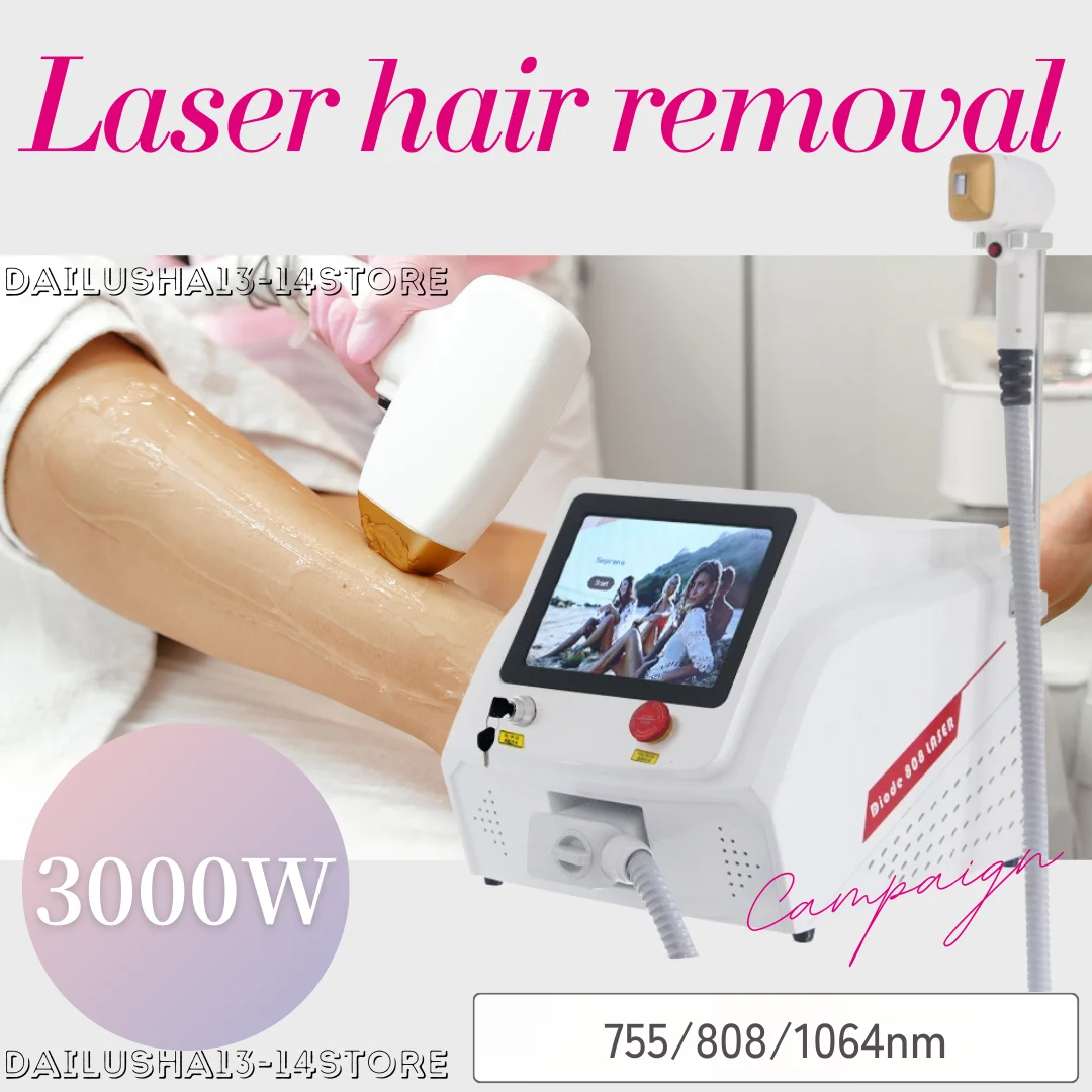 

808nm Diode Laser Hair Removal Machine 3000W Ice Platinum Nd yag Laser 3 wavelengths Painless Permanent Epilator For Salon