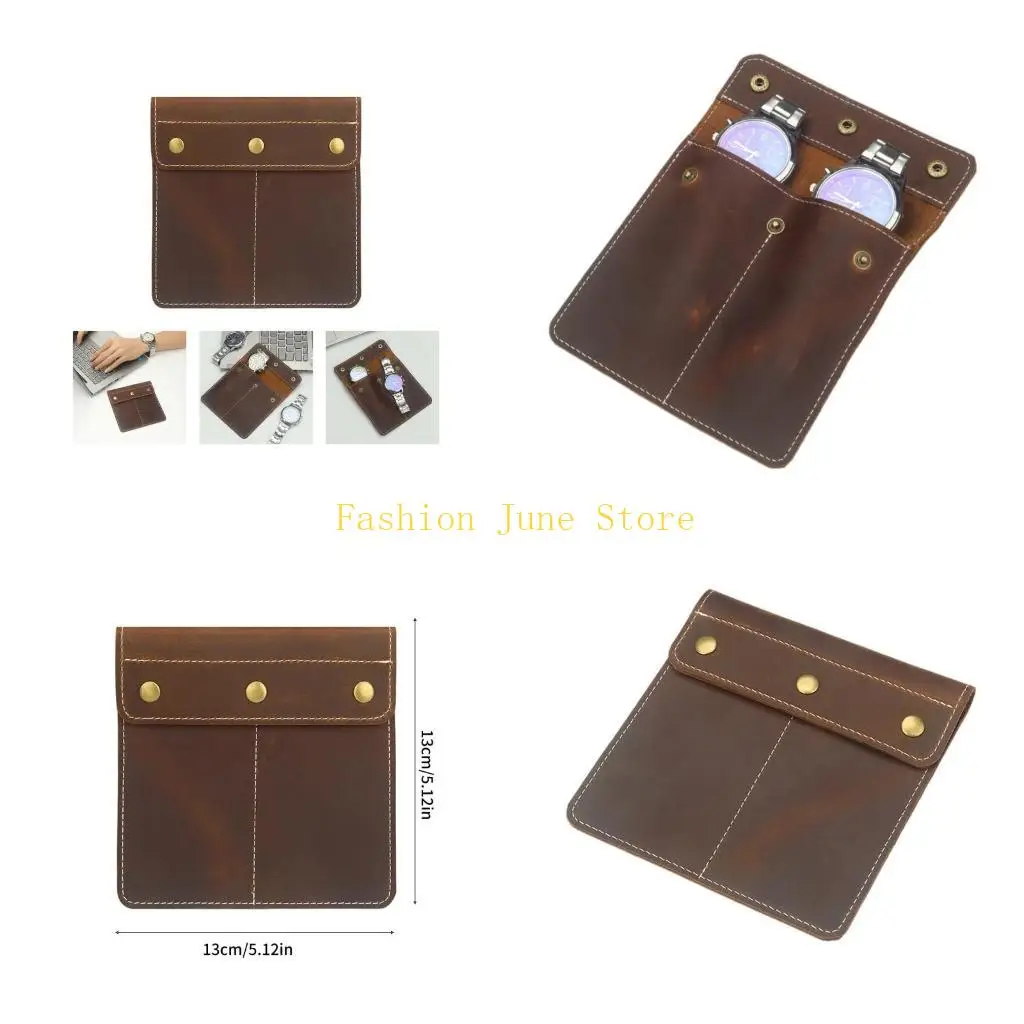 

N5KA Stylish Genuine Leather Watch Compact and Durable Storage Case for Jewelry and Watches Ornamemnt Brown Bags