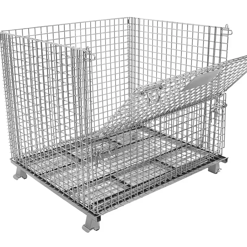 1200 * 1000 * 890Mm foldable storage cage, foldable wire mesh container, without wheels, for stacking in logistics warehouses