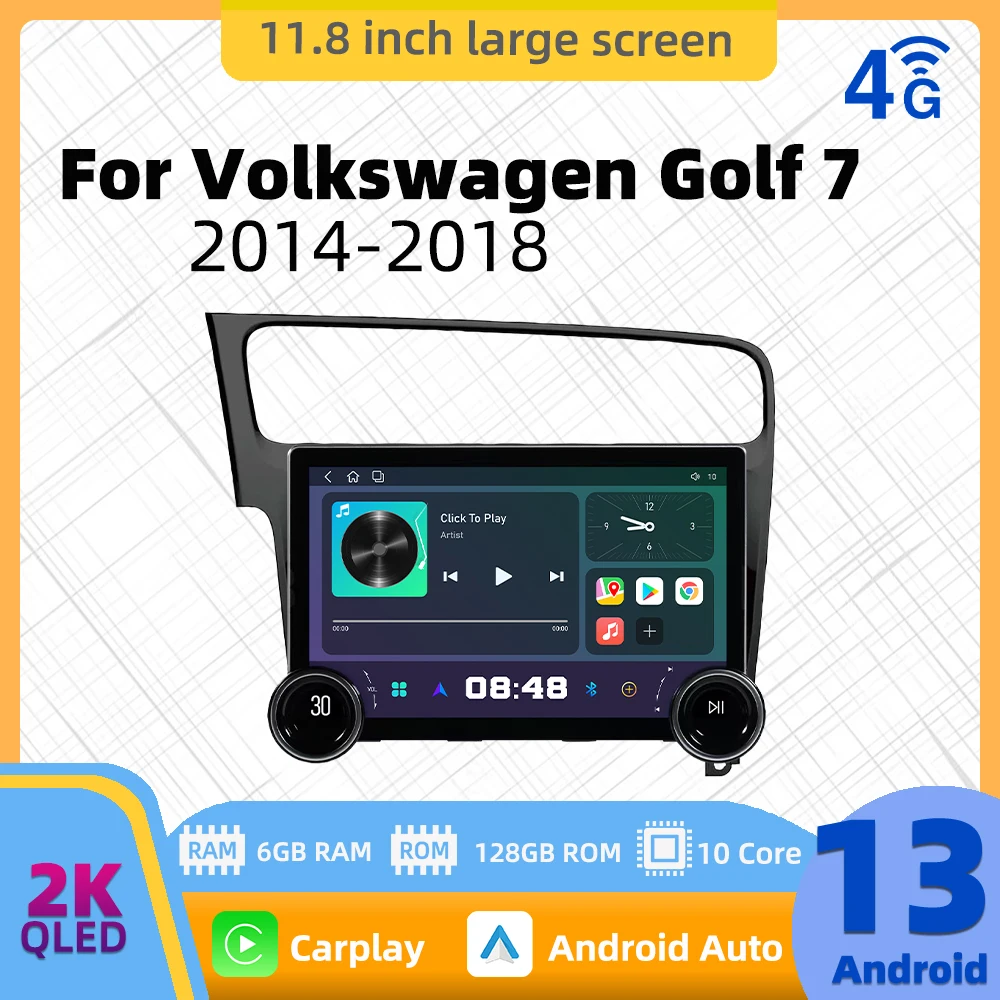 

11.8" Car Radio for VW Volkswagen Golf 7 2014 - 2018 2 Din Android Stereo Autoradio Multimedia Navigation Head Unit Carplay WiFi