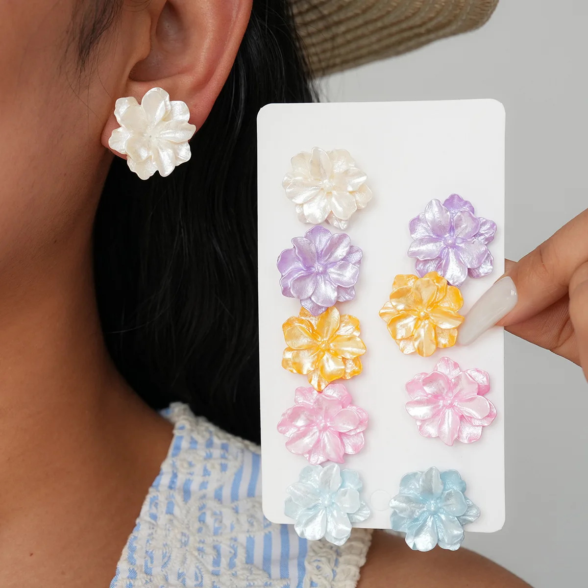 

10 Pairs Flower Stud Earrings Set for Women, Simple Sweet Style Jewelry, Fashion Daily Accessories Perfect for Party
