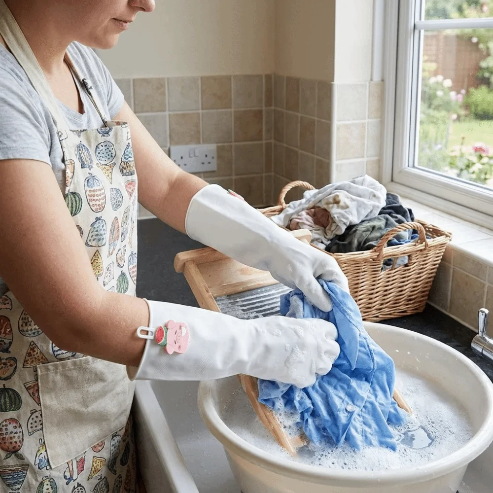 Waterproof Dishwashing Gloves Piglet Pattern Non-Slip Nitrile Gloves Cartoon Tear-resistant Household Gloves Dishwashing