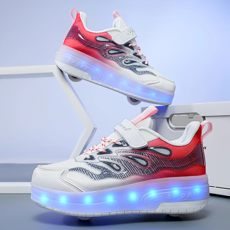 

8-Wheel & 4-Wheel Roller Sneakers for Kids: Invisible Roller Skates, Boys' & Girls' Wheeled Shoes for Students