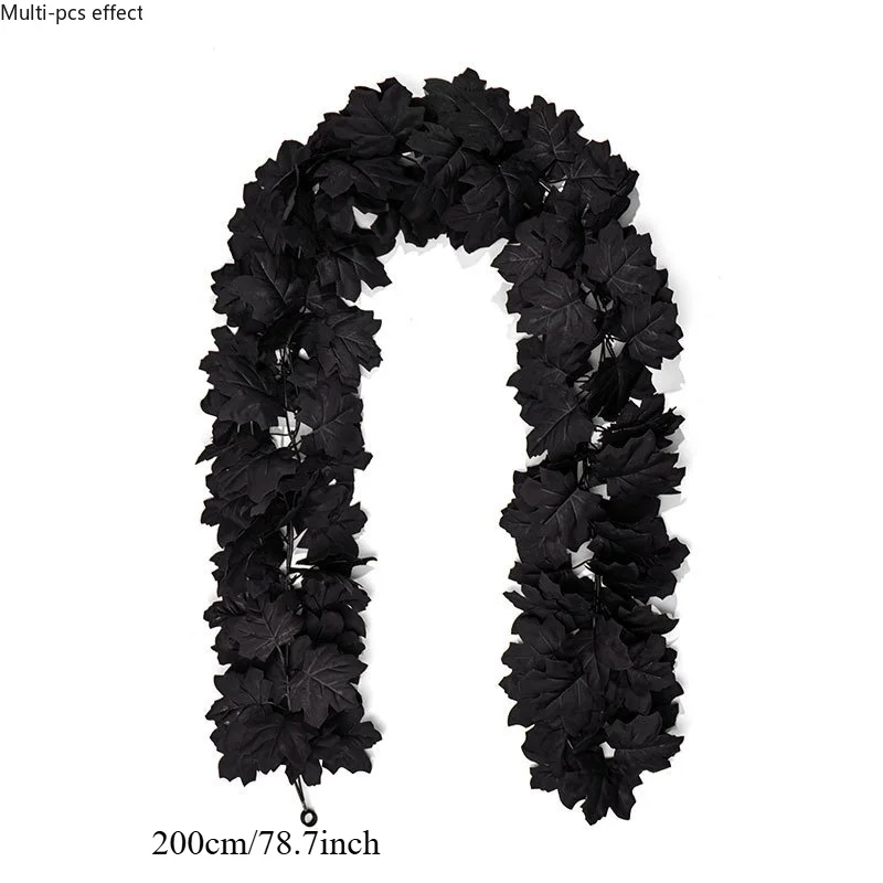 Black Maple Leaf Wreaths Upgraded Artificial Autumn Leaves Halloween Decor for Home Fireplace Stair Window Front Door Ornaments