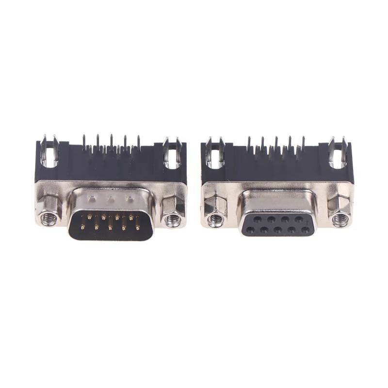 10Pcs DR9 Hole/Pin Female/Male Right Angle Welded D-Sub 9 Pin Connector RS232 90 Degree Bent Needle No Loose