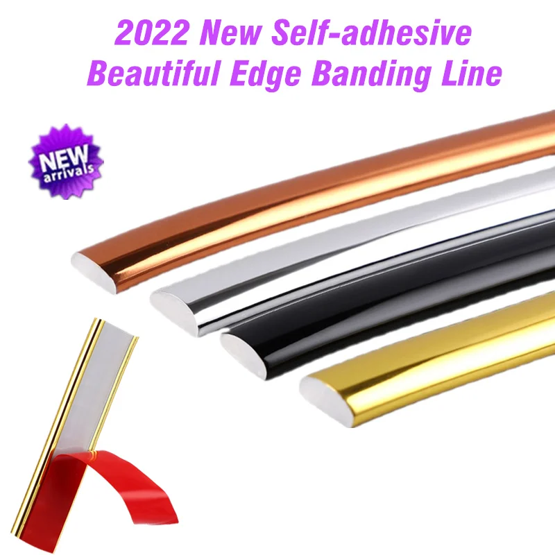 New 3M Self-adhesive Beautiful Edge PVC Gold Semicircular Line Background Wall Metal Decorative Strip Mirror Frame Sticker Decal