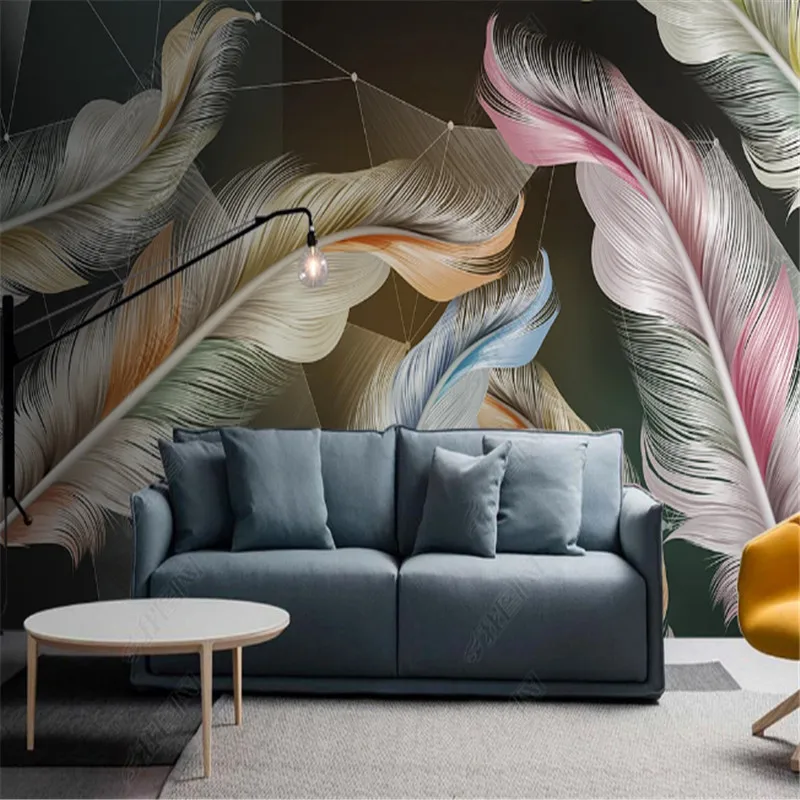 Nordic Light Luxury Feather Geometric Graphics Wallaper for Living Room Bedroom Background Wall Papers Home Decor Mural