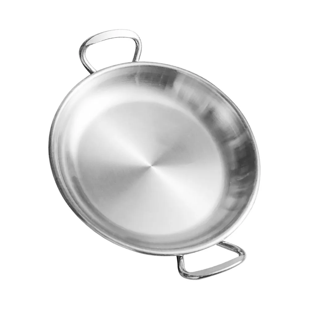 

Stainless Steel Seafood Pot Plate Round Metal Dish with Handles Party Snack Fruit Serving Tray Home Kitchen Utensil Food Dish