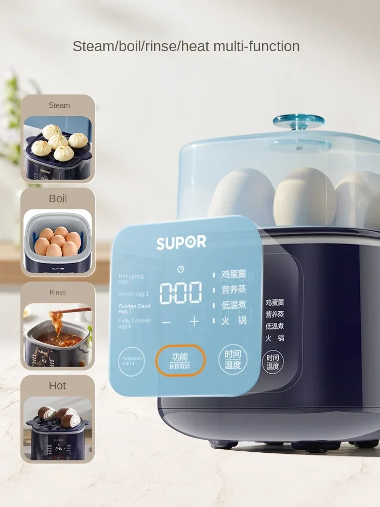 Hervidor de huevos multifuncional de 220V, vaporera para desayuno con apagado automático para cocina casera