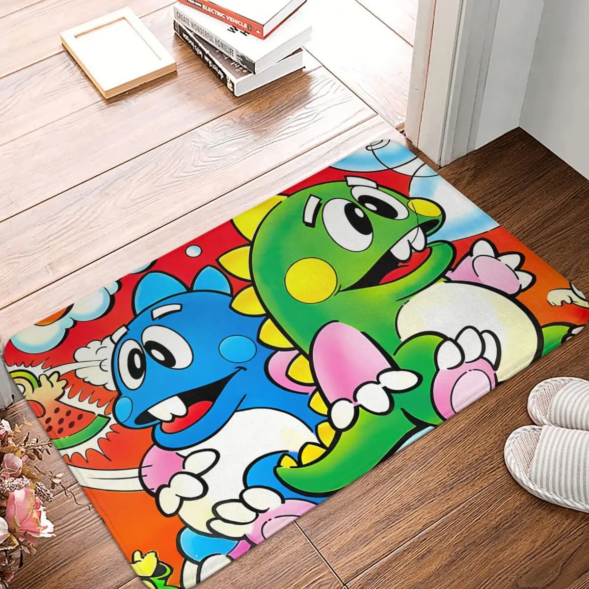 Colorful Bubble Bobble Game Dragon Non-slip Doormat Carpet Bath Kitchen Mat Outdoor Flannel Decor