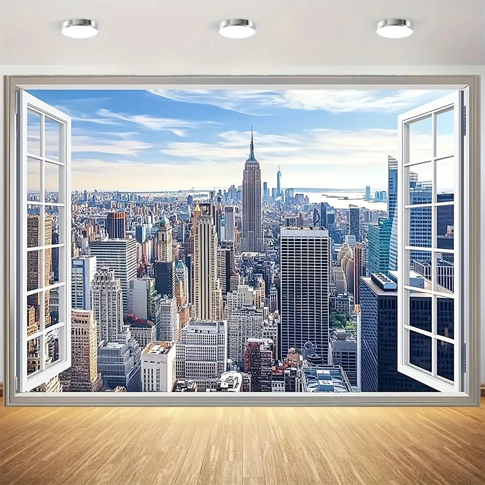 Luxury NYC Cityscape Tapestry Wall Hanging Large Size Skyline Decor Modern Abstract Wall Art Canvas Print for Home Apartment