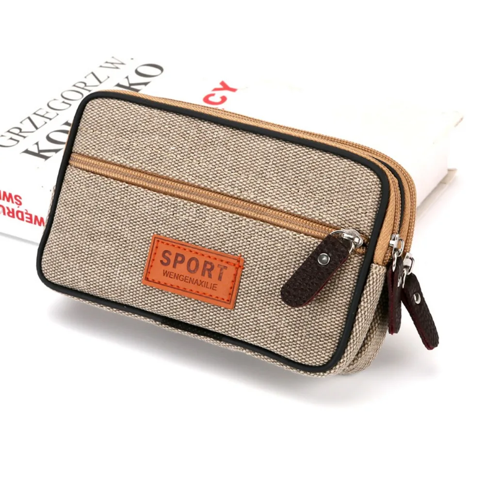 

Double Layer Mobile Phone Bags Nylon Colth Vertical Style Belt Waist Bag Snap Button Durable Mobile Phone Molle Purse