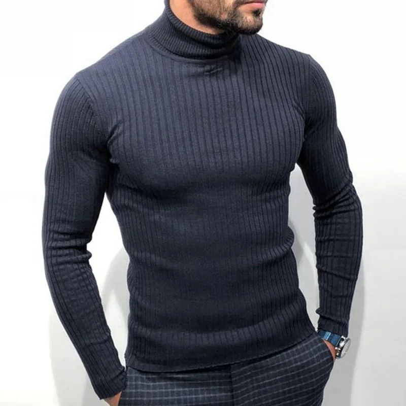 

Men's Sweater 2023 Spring And Autumn New Fashion Solid Color Turtleneck Business Slim Large Size Sweater