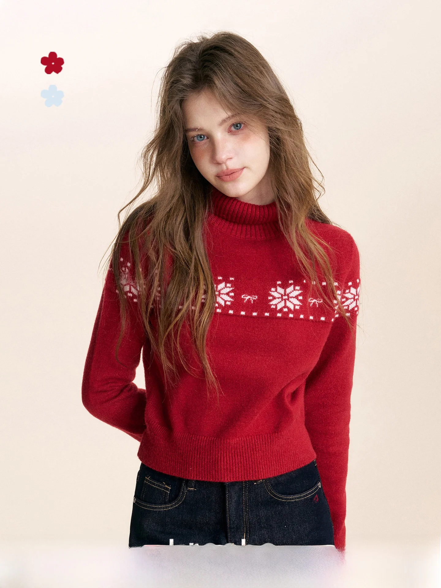 

Свитер Kroche Cisas с высоким воротником, красный, из смесовой шерсти, свободного кроя, с узлами и кисточками, утепленный, зимний, теплый, Ciwalk