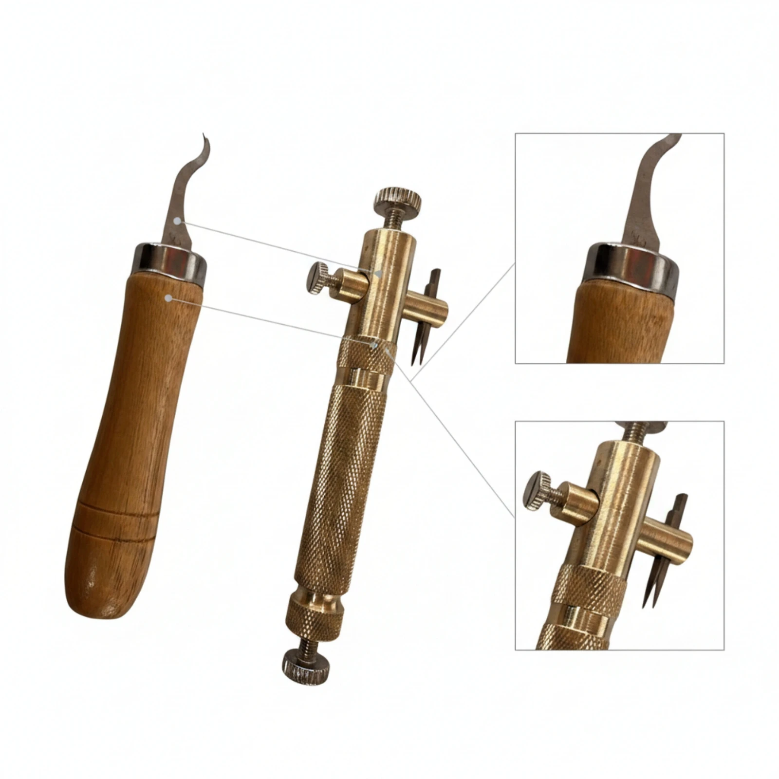 2 Pieces Purfling Cutter Precision Violin Inlay Cutter Luthier Cutter with Wooden Handle Adjustable Tool Accurate for Luthiers
