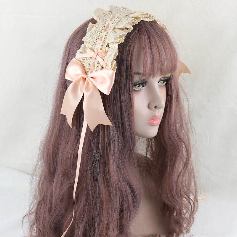 Japanese Sweet Lovely Hair Band Lolita Maid Lace Ribbon Bowknot Headband Cosplay Headdress Hairband Accessories