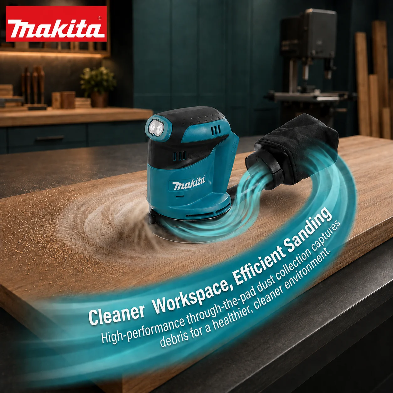 Makita DBO180Z 18V Brushless Cordless Random Orbital Sander Efficient Wood Putty Polishing DIY Professional Power Tool Bare Unit