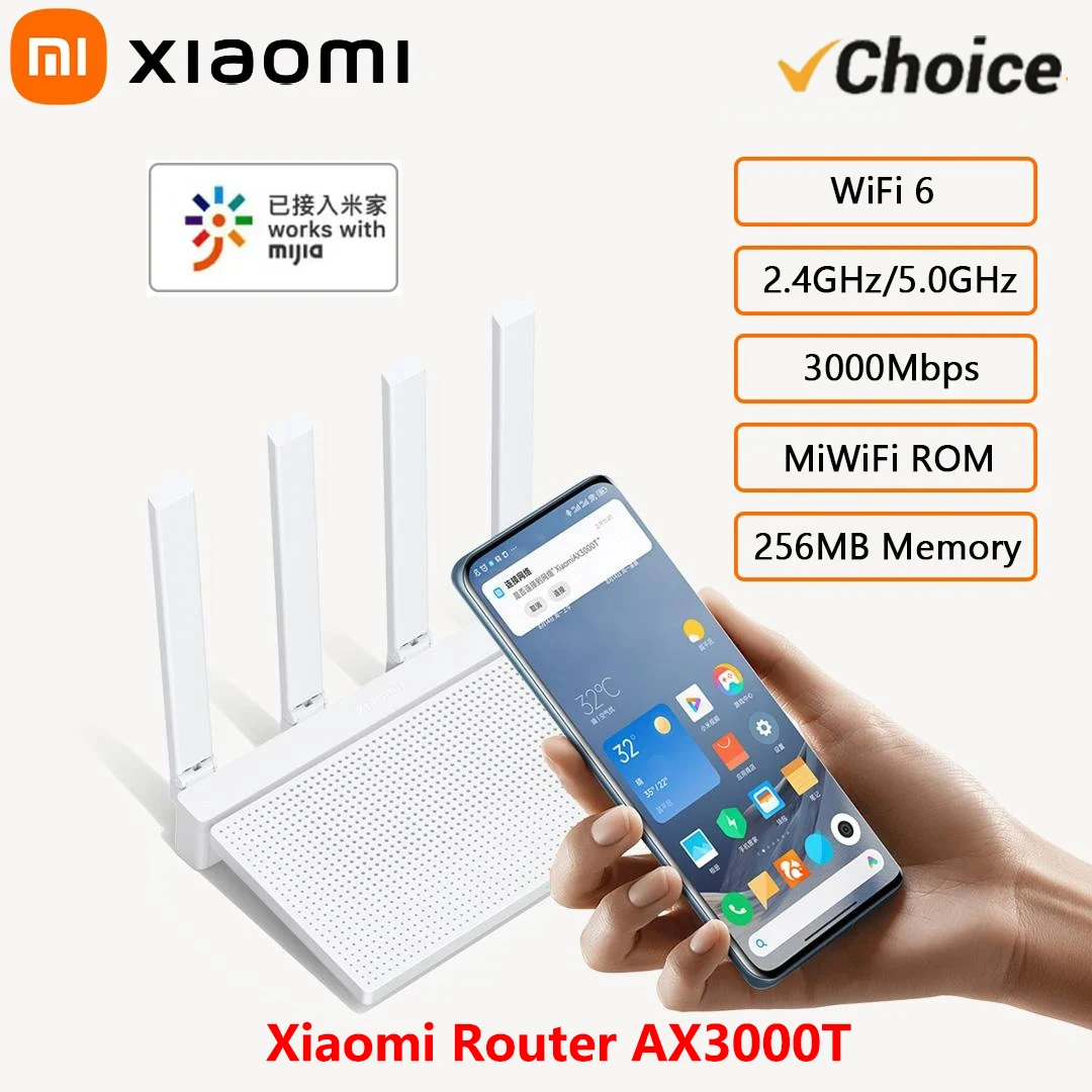 

NEW Original Xiaomi AX3000T Router 5GHz 160MHz Broadband 1.3GHz Processor High Speed NFC Connection For Home Office Games -CN
