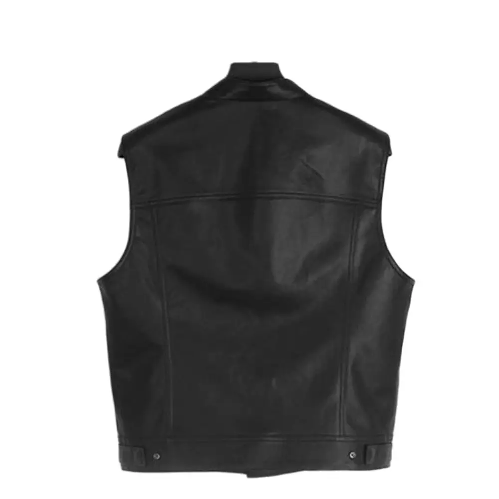 Mens Vest Black Biker Motorcycle Sleeveless Jackets Overcoat Hip Hop Waistcoat Faux Leather Punk Spring Sleeveless PU Gilet Fall