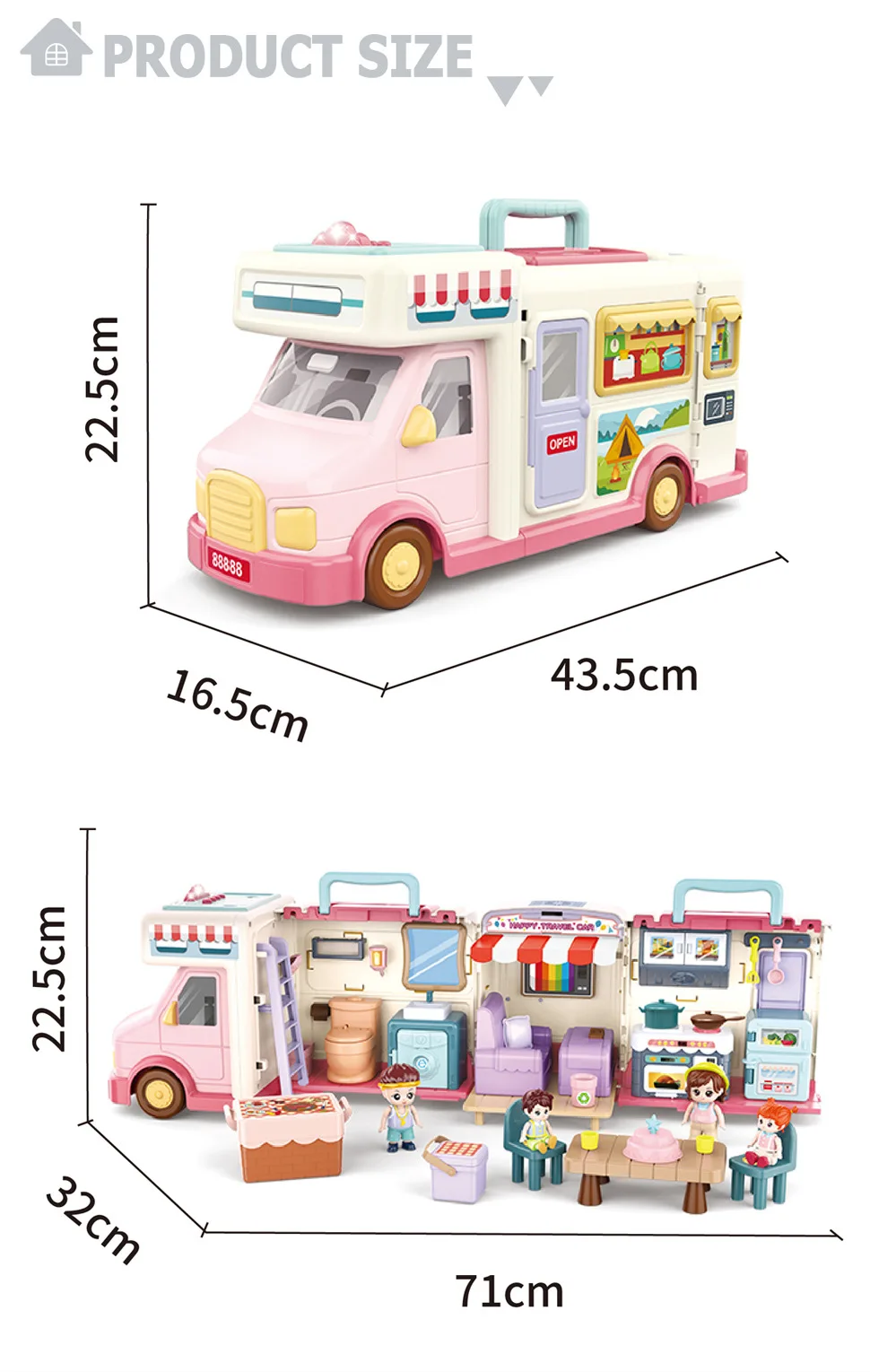 Fast food RV model deformation restaurant girl play house scene interactive educational children\'s toy car holiday gift